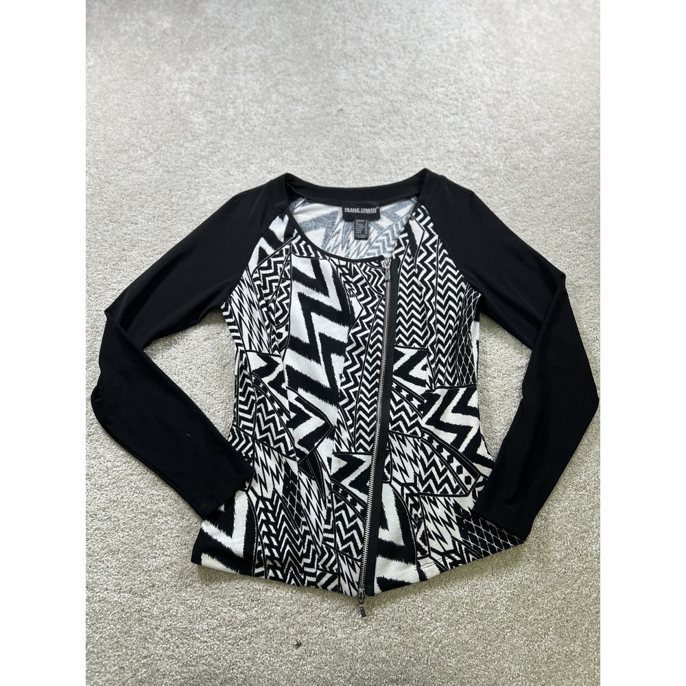 Frank Lyman Jacket Womens 4 Abstract Zip Up Sweater 44295